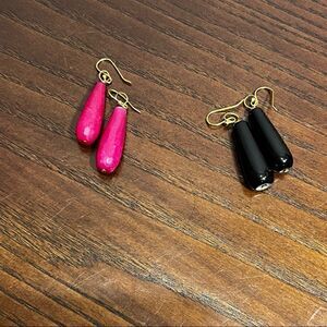 Set of 2 Semi-Precious stones on 14K Goldplated Sterling Silver Artisan Earrings